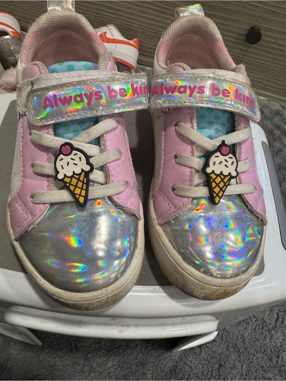 Hello Kitty - Kids Pink & Iridescent Ice Cream Strap Sneakers - Always Be Kind